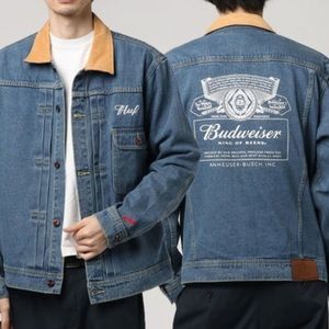 HUF X BUDWEISER Denim Jacket Size Large Like New